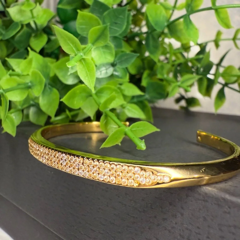 Kate Spade New York Raise the Bar Gold Pavé Open Cuff Bracelet NWT - Picture 2 of 5